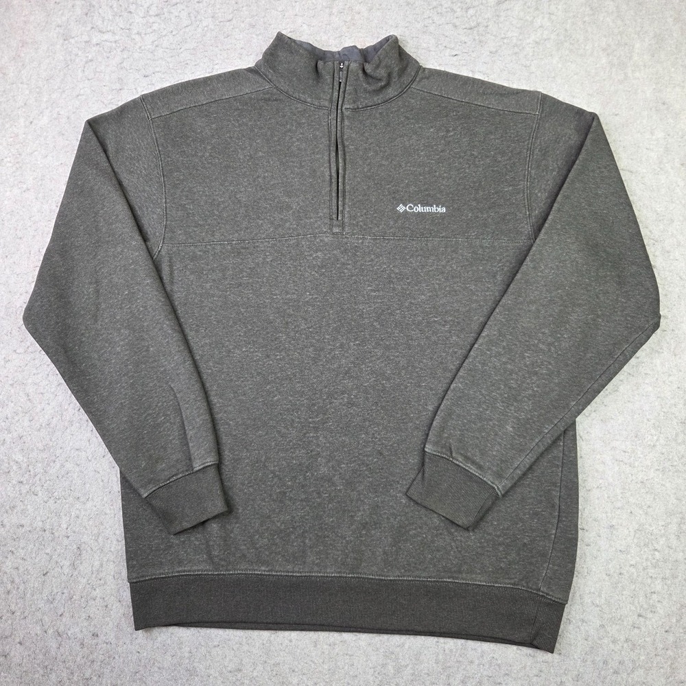 Columbia 1/4 Zip Pullover Mens L Olive Green Sweater Mock Neck Fleece